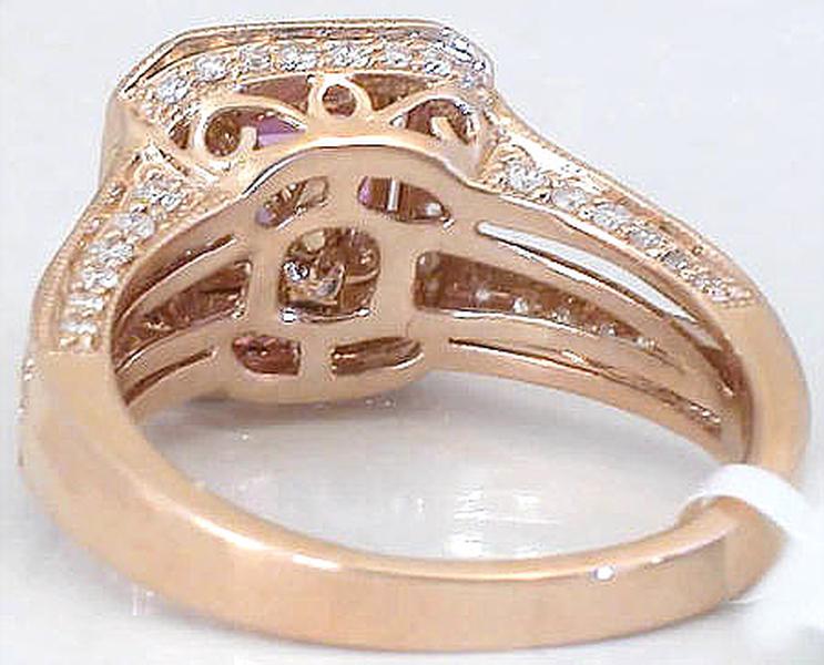 Genuine Square Cut Magenta Sapphire Engagement Ring with Split Shank in 14k Rose Gold