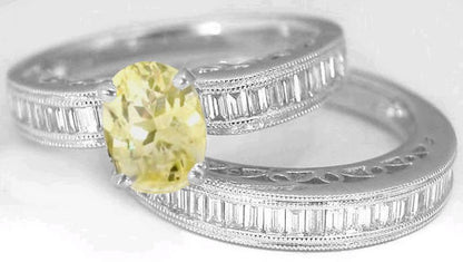 Natural yellow sapphire ring in 18k white gold