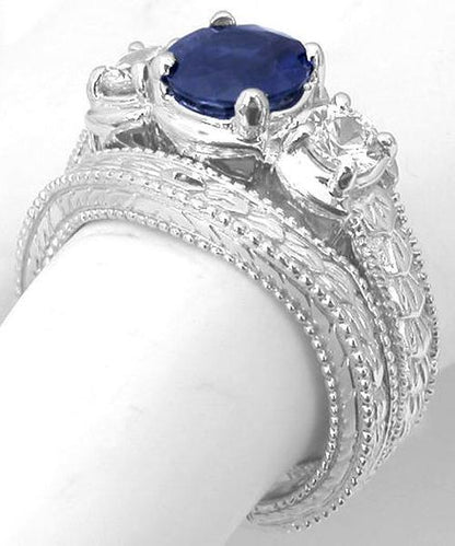Natural Sapphire Engagement Ring Set