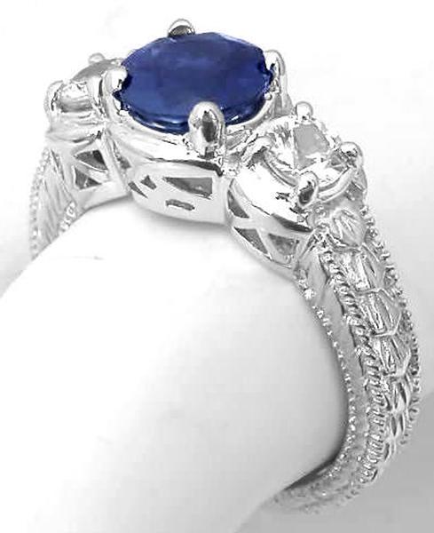 Blue and White Sapphire Ring