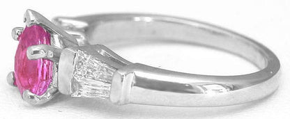 Pear Pink Sapphire and Baguette Diamond Ring