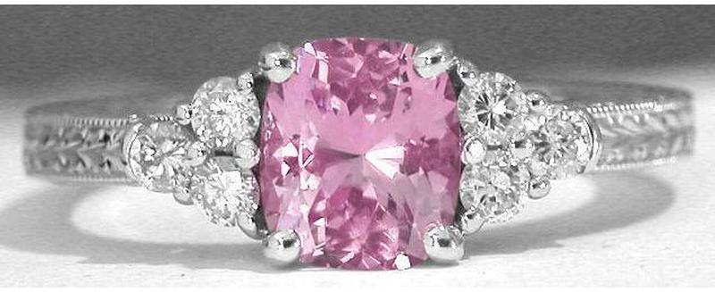 Unique Cushion Pink Sapphire Diamond Rings