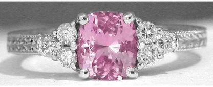 Unique Cushion Pink Sapphire Diamond Rings