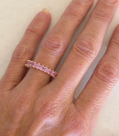 Pink Sapphire Eternity Band