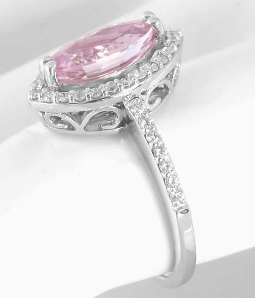 Genuine Marquise Light Pink Sapphire Ring - Pink Diamond Color