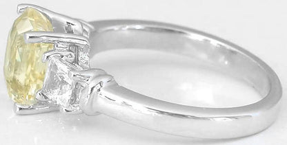 3.32 carat Unheated Yellow Sapphire and White Sapphire Ring in 14k white gold