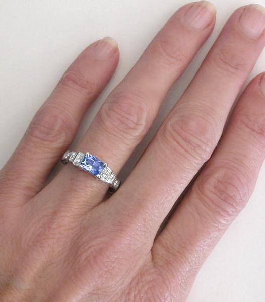 1.34 ctw Ceylon Blue Sapphire and Diamond Ring in 14k white gold