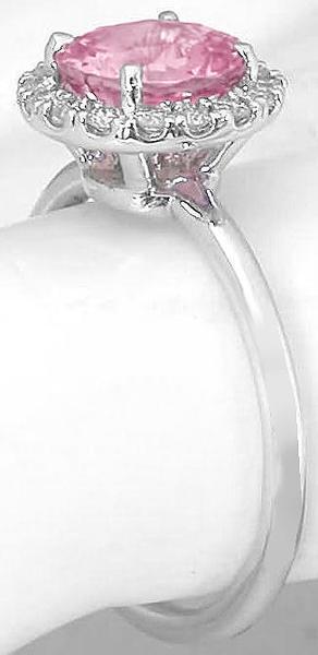 Round Pink Sapphire and Diamond Halo Rings