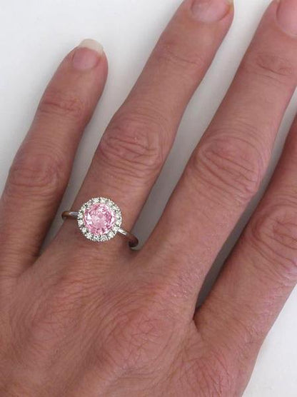2.08 ctw Peachy Pink Sapphire and Diamond Ring in 14k white gold