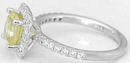 Diamond Halo Ring with Yellow Sapphire