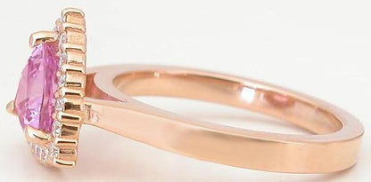 1.57 ctw Trillion Pink Sapphire and Diamond Ring in 14k rose gold