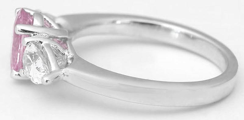 Past Present Future 1.28 carat Oval Pink Sapphire and Trillion White Sapphire Ring in 14k white gold