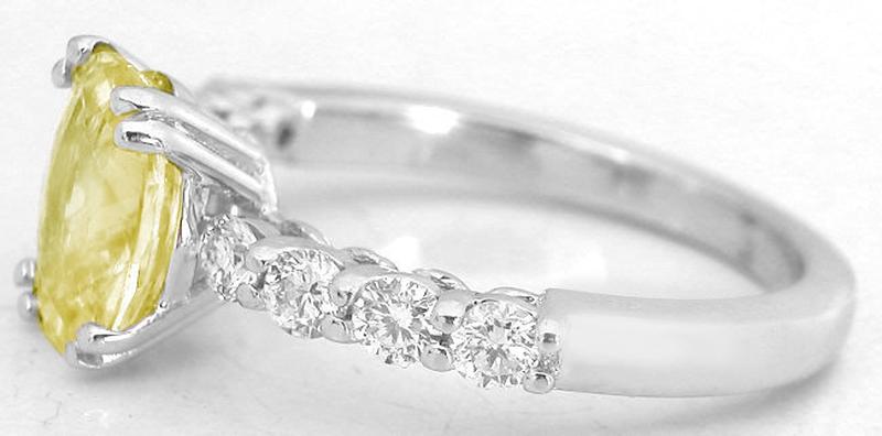 Classic  Oval Yellow Sapphire Ring with Diamonds in the Band