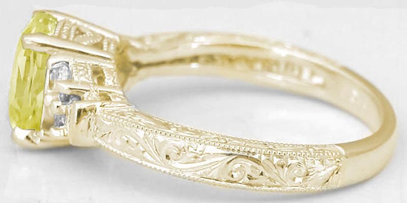 Yellow gold Carved Band Yellow Sapphire Ring