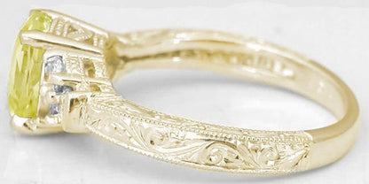 Yellow gold Carved Band Yellow Sapphire Ring