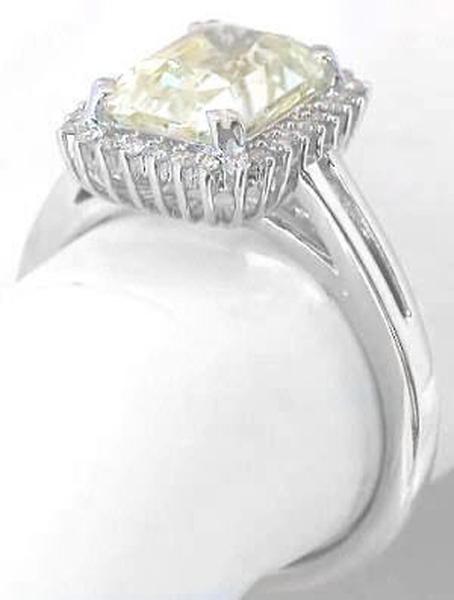 Yellow Sapphire Ring - Radiant Natural Sapphire in Diamond Halo in 14k white gold