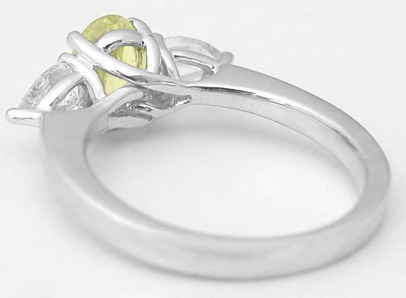 Diamond Alternative - Past Present Future Natural Oval Yellow Sapphire and White Sapphire Ring in 14k white gold