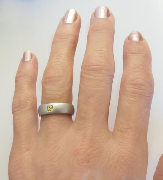Women's Wedding Band- Princess Yellow Sapphire Wedding Band in 14k White Gold