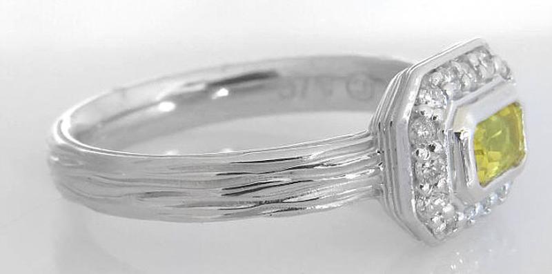 Bezel Set Natural Yellow Sapphire Ring in 14k white gold