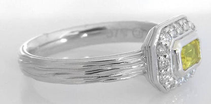 Bezel Set Natural Yellow Sapphire Ring in 14k white gold