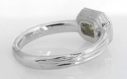 East West Set Natural Yellow Sapphire Ring with Diamond Halo in 14k white gold for sale