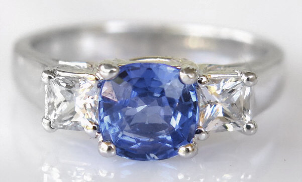Sapphire & diamond halo in 18ct white gold - PDS566W | Purely Diamonds