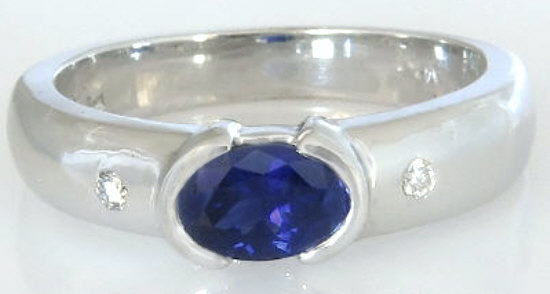 Carina Contemporary Side Stone Bezel Diamond Engagement Ring -  artcarvedbridal
