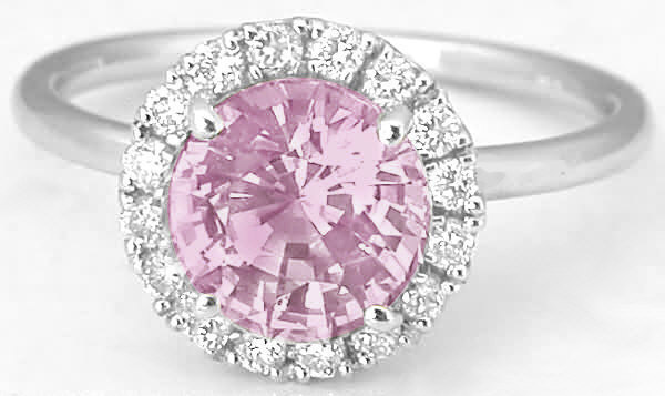 2.84 CTW Light Pink Sapphire and Diamond Ring in 14K White Gold