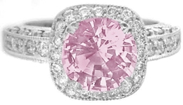 3.17 CTW Heart Pink Sapphire and Diamond Ring in 14K White Gold