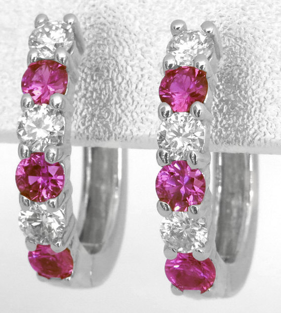 55.52 Carat Pink Sapphire and Diamond Earrings