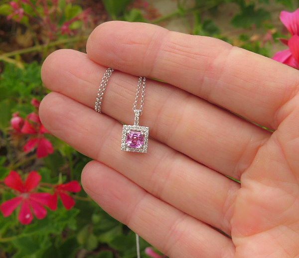 Sterling Silver Pink Sapphire Pendant