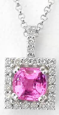 Emerald-Cut Pink Sapphire and Diamond Pendant