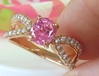 Rose Gold Natural Pink Sapphire Ring with Split Shank Diamond Setting