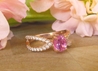 Rose Gold Natural Pink Sapphire and Genuine Diamond Ring