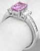 Classic Radiant Cut Pink Sapphire and Baguette Diamond Ring in 14k white gold