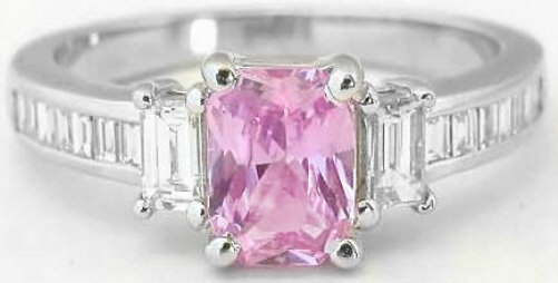 1.61 ctw Radiant Cut Pink Sapphire and Diamond Ring in 14k white gold Radiant Cut Pink Sapphire Rings, Radiant Cut Pale Light Pastel Baby Pink Sapphire Diamond Rings, Pink Sapphire Engagement Rings, Pink Sapphire and Diamond Rings, Sapphire Diamond Engagement Ring