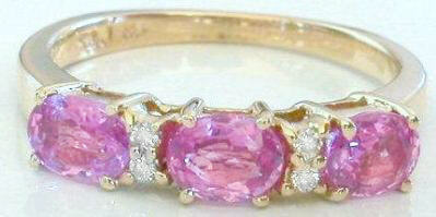 Pink Sapphire Engagement Ring - Oval - 2.23 ctw Pink Sapphire and White  Sapphire Ring - 14k yellow gold