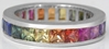 14k white gold Channel Set 4 ctw Princess Cut Rainbow Sapphire Eternity Band Ring