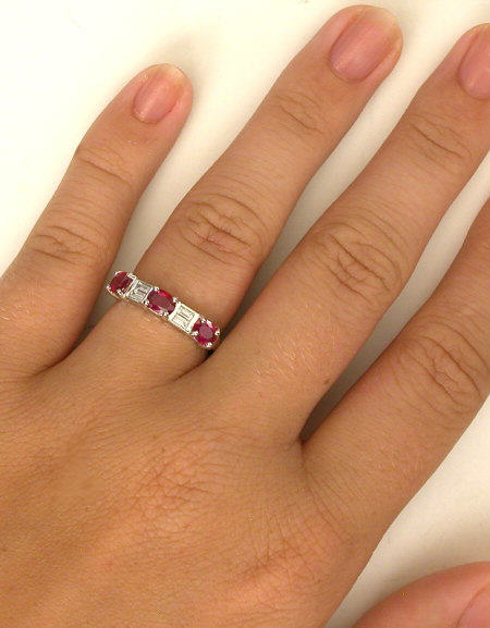 Emerald Cut Ruby Engagement Ring with Baguette Diamonds | UK London – The  London Victorian Ring Co