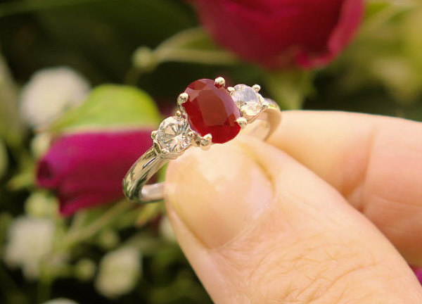 Ruby ring white hot sale gold band