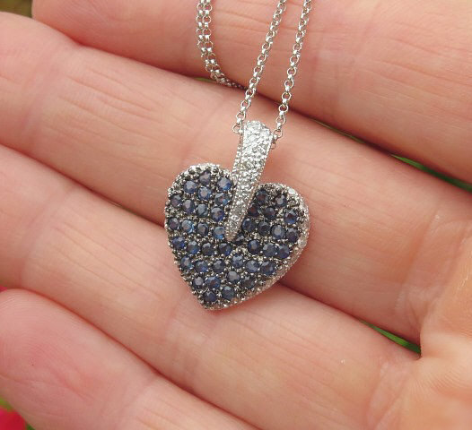 Sapphire heart necklace hot sale white gold