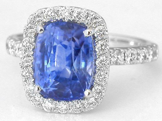 Cushion cut deals sapphire halo ring