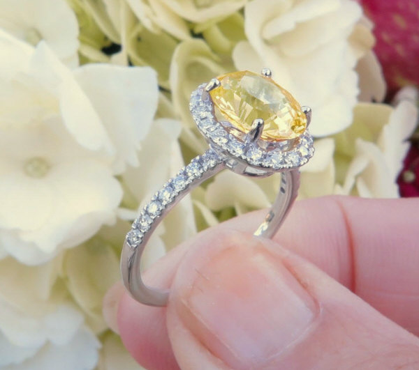 Buy Yellow Sapphire Diamond Engagement Ring | Atyaza Inc