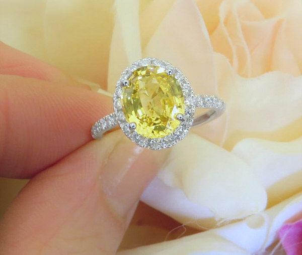 ssr5991 oval natural yellow sapphire ring diamond halo 14k white gold