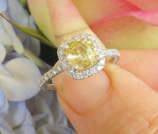 Yellow sapphire deals cushion cut ring