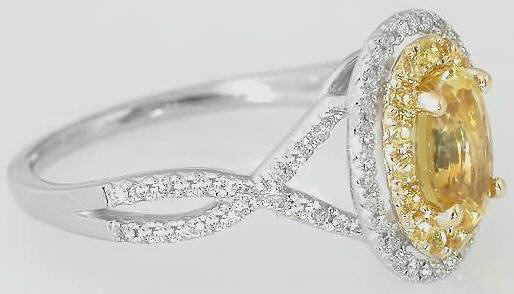 Bridal Set: 1.45 ctw Yellow Sapphire and Diamond Ring in 14k white and ...